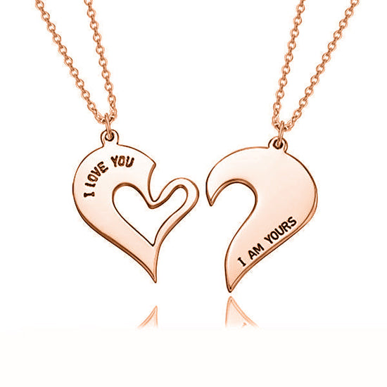 925 Sterling Silver Half Heart Engraved Name Necklace BFF necklace Nameplate Necklace - onlyone