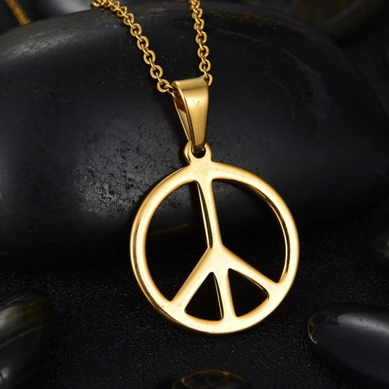 925 Sterling Silver Small Peace Sign, Peace Symbol Pendant Necklace - onlyone