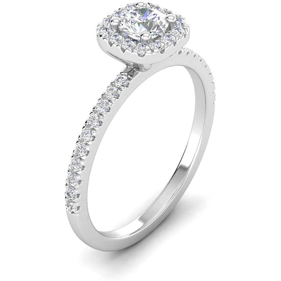 1/2ctw Diamond Halo Engagement Ring in 14k White Gold - onlyone