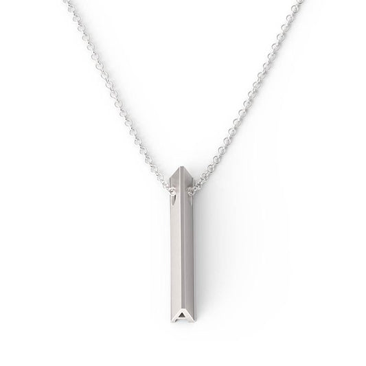 925 Sterling Silver 3D Vertical Initial Pendant Necklace - onlyone