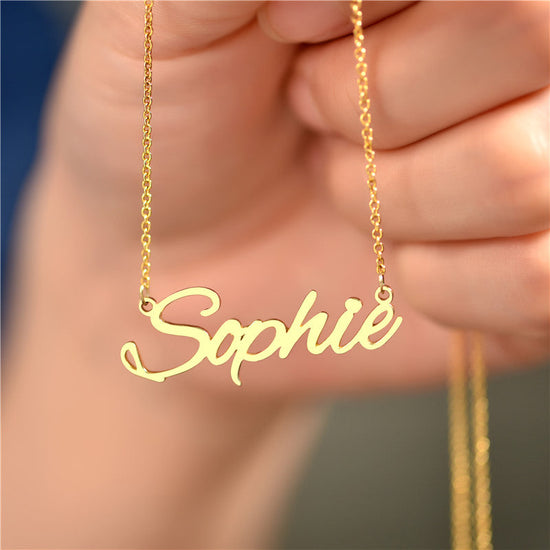 925 Sterling Silver "Sophie" Style Custom Name Necklace Nameplate Necklace - onlyone