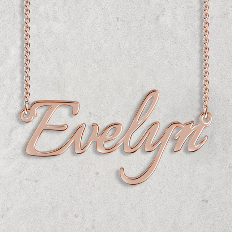 925 Sterling Silver Evelyn Style Name Necklace Nameplate Necklace, Gift For Her