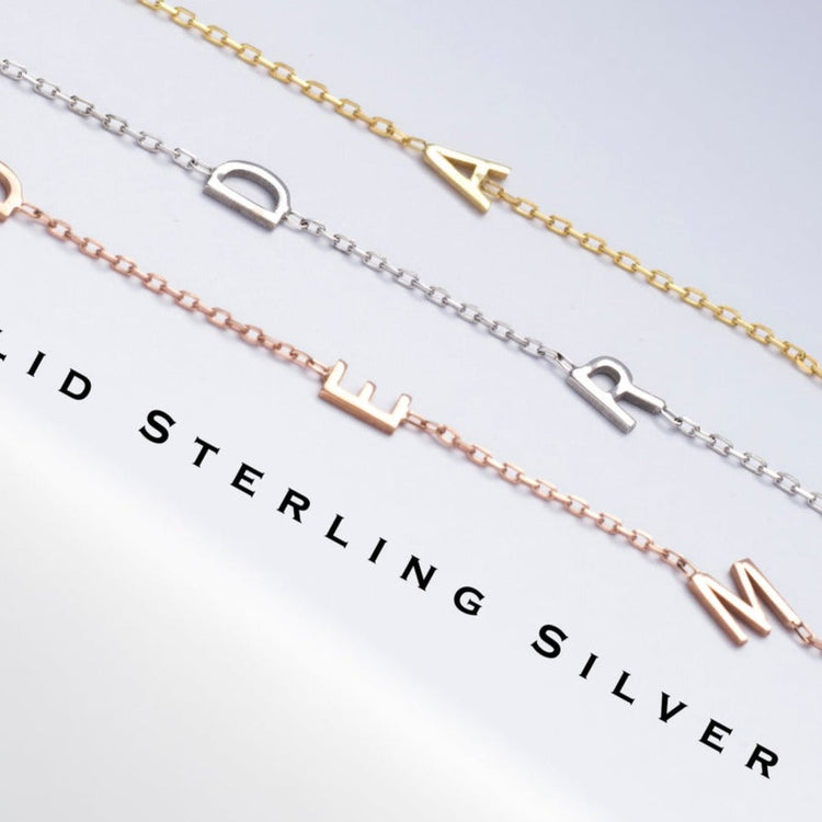 925 Sterling Silver Custom Initial Anklet Bracelet ❤