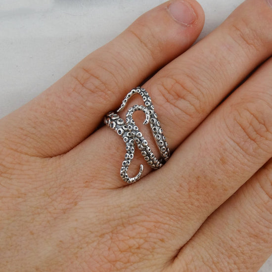 925 Sterling Silver Octopus Tentacle Summer Fashion Ring - onlyone