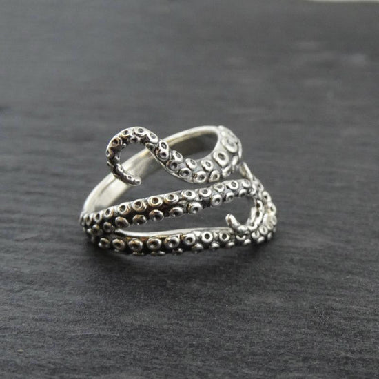 925 Sterling Silver Octopus Tentacle Summer Fashion Ring - onlyone