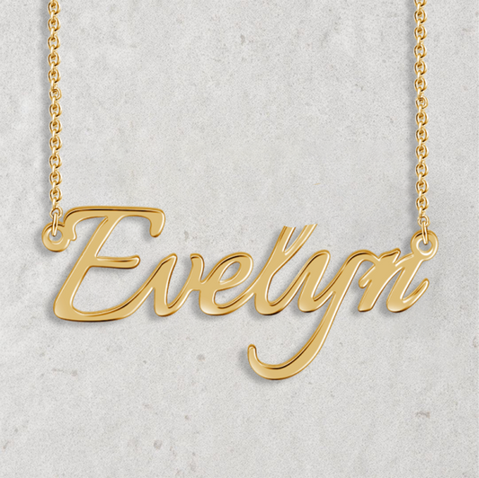 925 Sterling Silver Evelyn Style Name Necklace Nameplate Necklace, Gift For Her