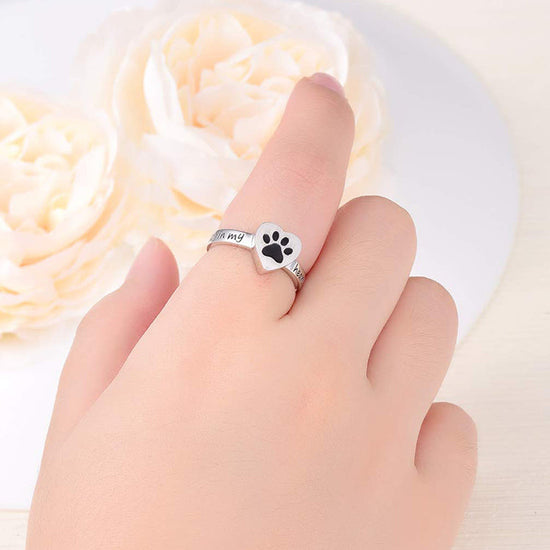 925 Sterling Silver Ashes Cremation Jewelry Dog Paw Heart Shaped Urn Ring Cremation Jewelry for Ashes - onlyone