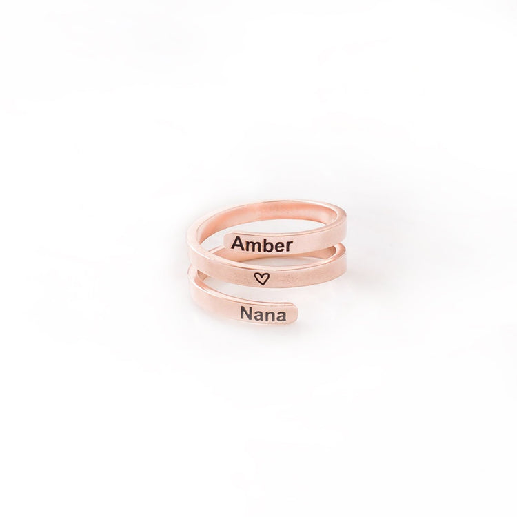 925 Sterling Silver Custom Three Names Ring Family Ring - onlyone