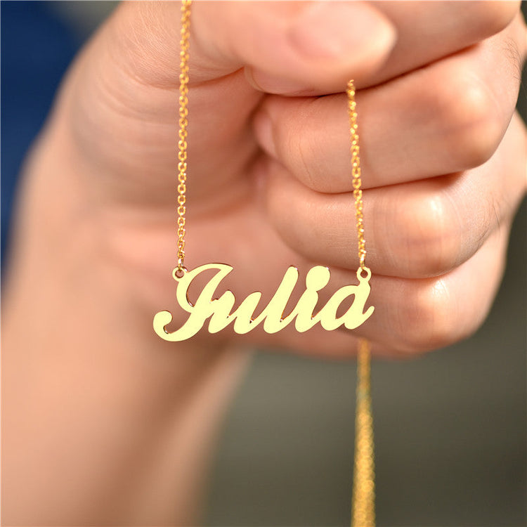 925 Sterling Silver Julia Custom Name Necklace Nameplate Necklace - onlyone