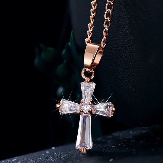 925 Sterling Silver Crystal Cross Pendant Necklace  Cross Necklace For Women - onlyone