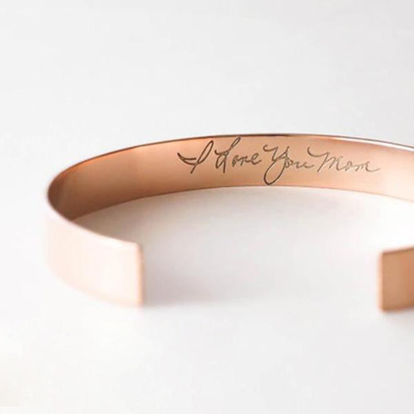 925 Sterling Silver Personalized Cursive Cuff Inspirational Bracelet Hidden Message Engraved - onlyone