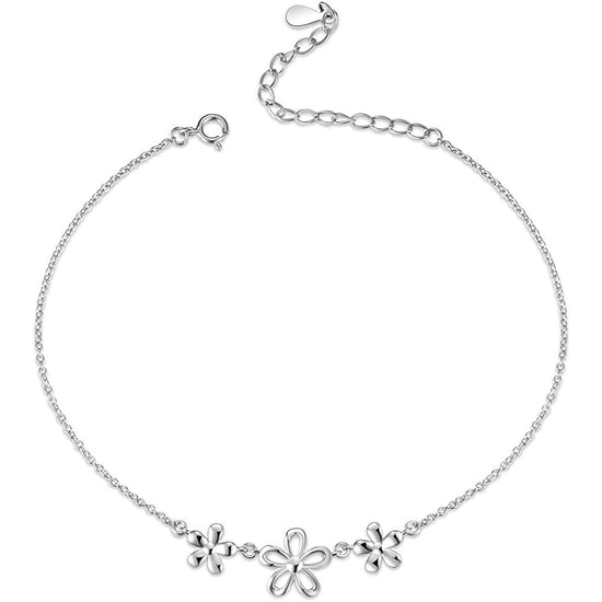 925 sterling silver daisy fashion women's anklet - onlyone