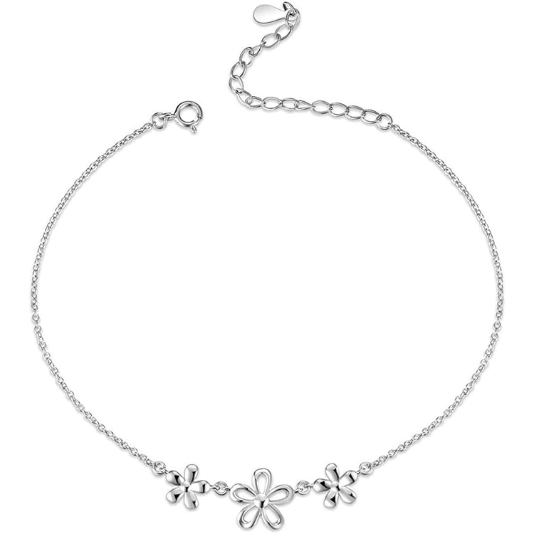 925 sterling silver daisy fashion women's anklet - onlyone