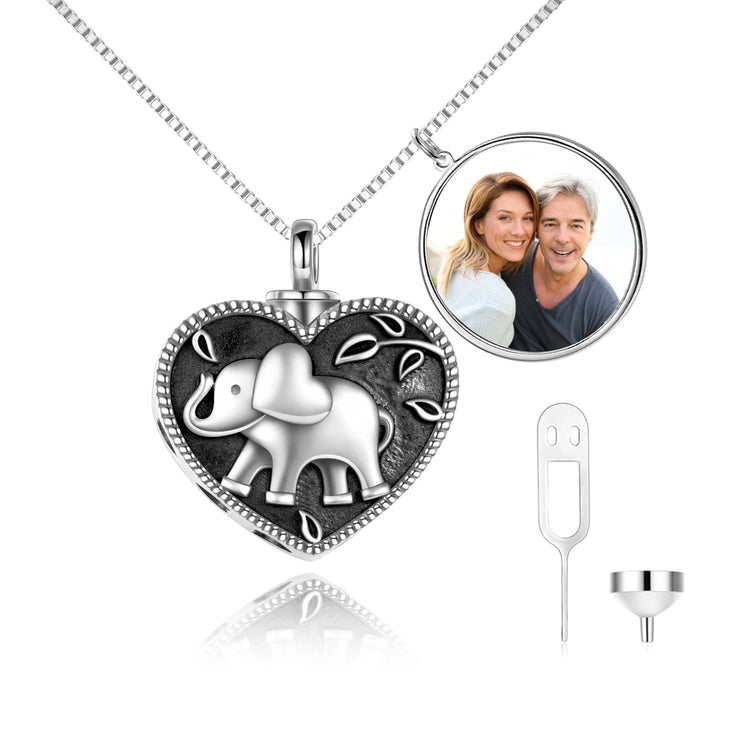 925 Sterling Silver Elephant Urn Box Necklace Cremation Jewelry For Ashes