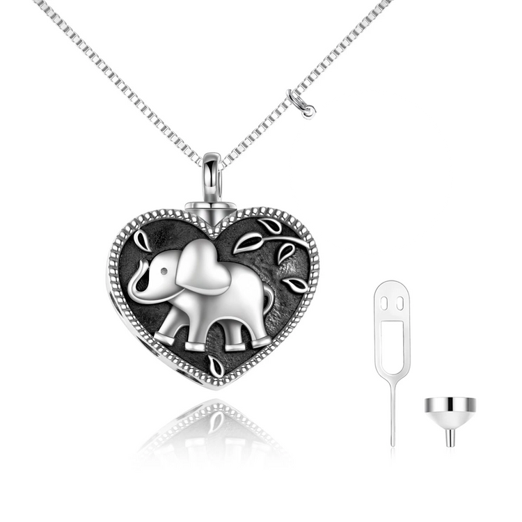 925 Sterling Silver Elephant Urn Box Necklace Cremation Jewelry For Ashes