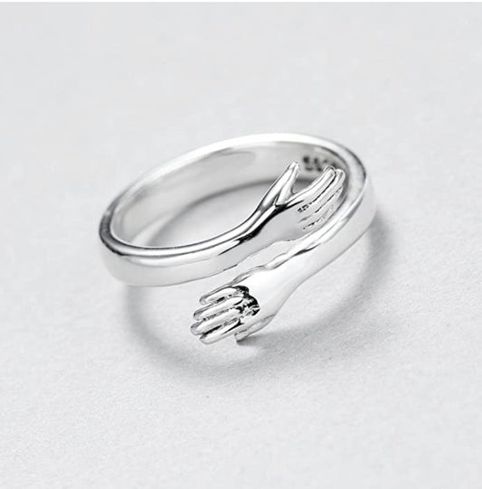 925 Sterling Silver Adjustable Love Hug Ring