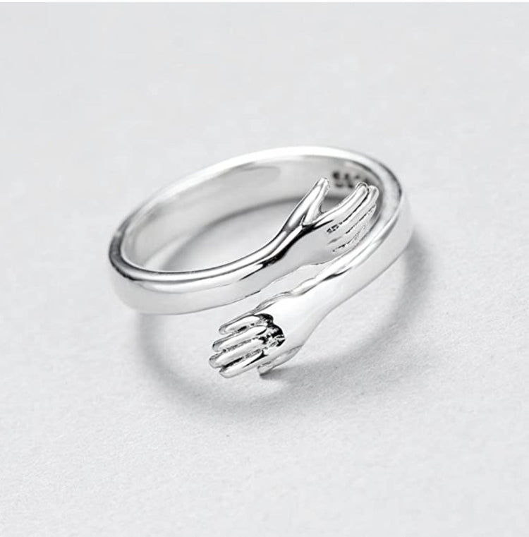 925 Sterling Silver Adjustable Love Hug Ring