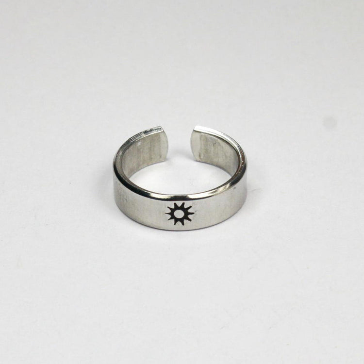 925 Sterling Silver Adjustable Sun And Moon Ring Set