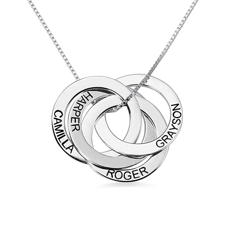 925 Sterling Silver Personalized Engraved Russian Ring Necklace - onlyone