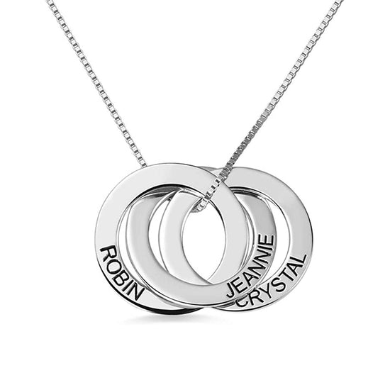 925 Sterling Silver Personalized Engraved Russian Ring Necklace - onlyone