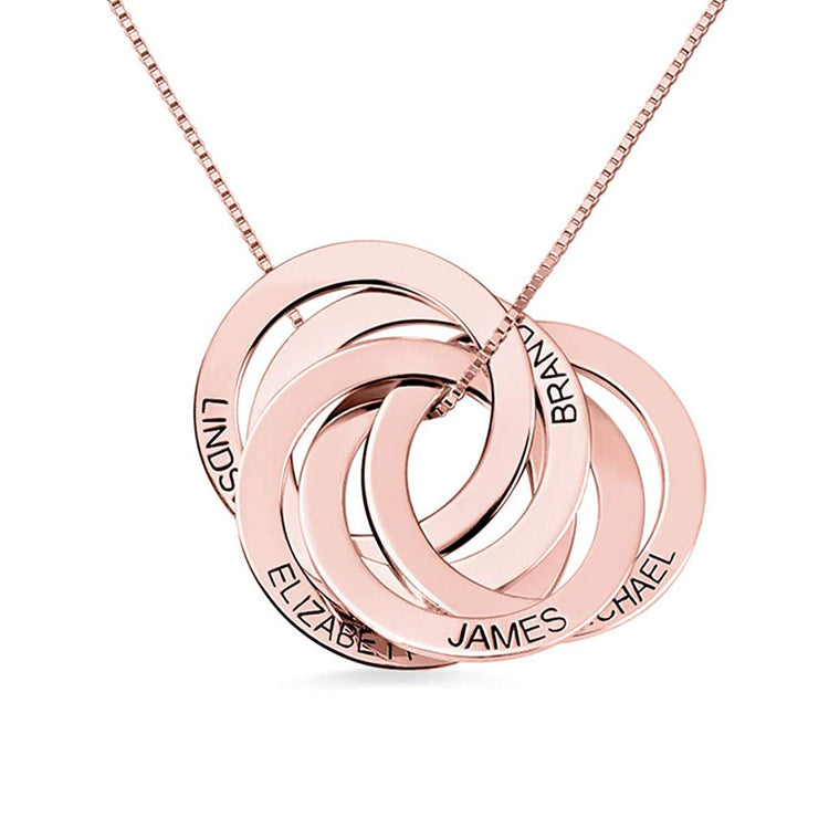 925 Sterling Silver Personalized Engraved Russian Ring Necklace - onlyone