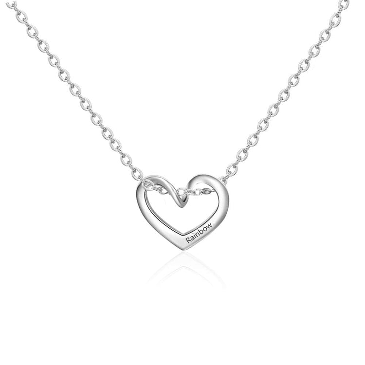 925 Sterling Silver Custom Heart Charms Name Necklace