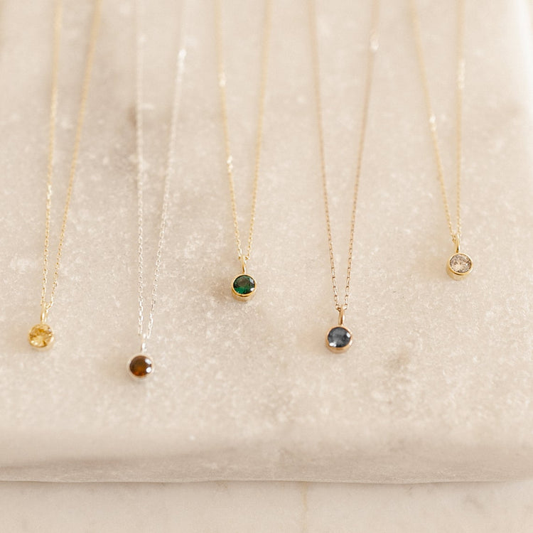 925 Sterling Silver Dainty Birthstone Necklace