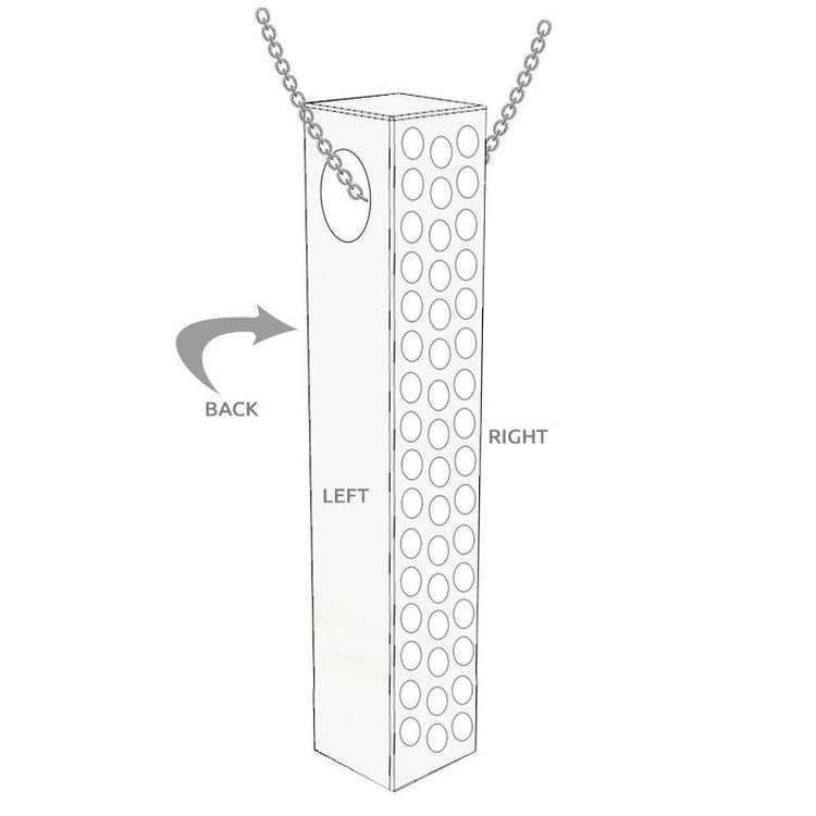 925 Sterling Silver Engraved 3D Vertical Bar Pendant Necklace With Zirconia