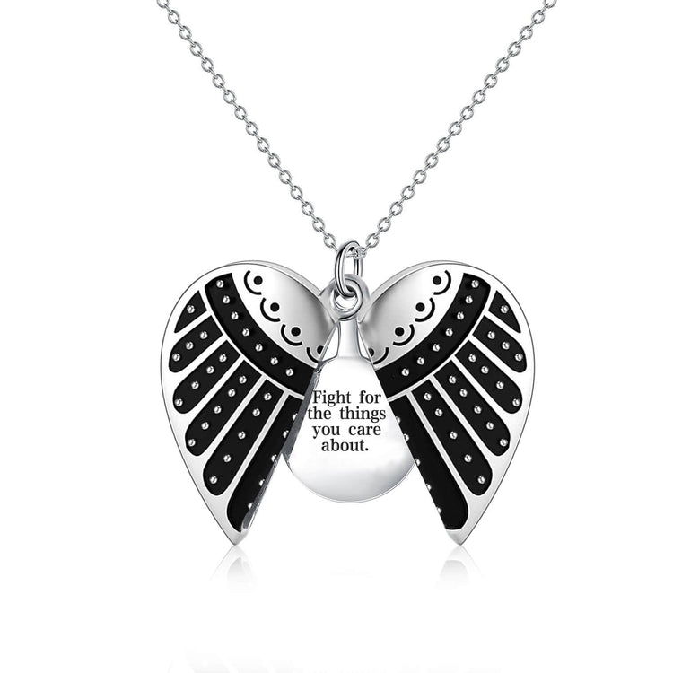 925 Sterling Silver Heart RBG Dissent Collar Open Locket Necklace