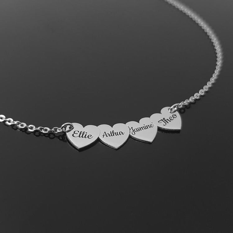 925 Sterling Silver Mulity Heart Name Necklace