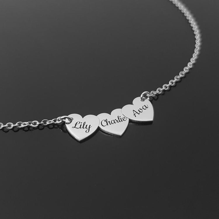 925 Sterling Silver Mulity Heart Name Necklace