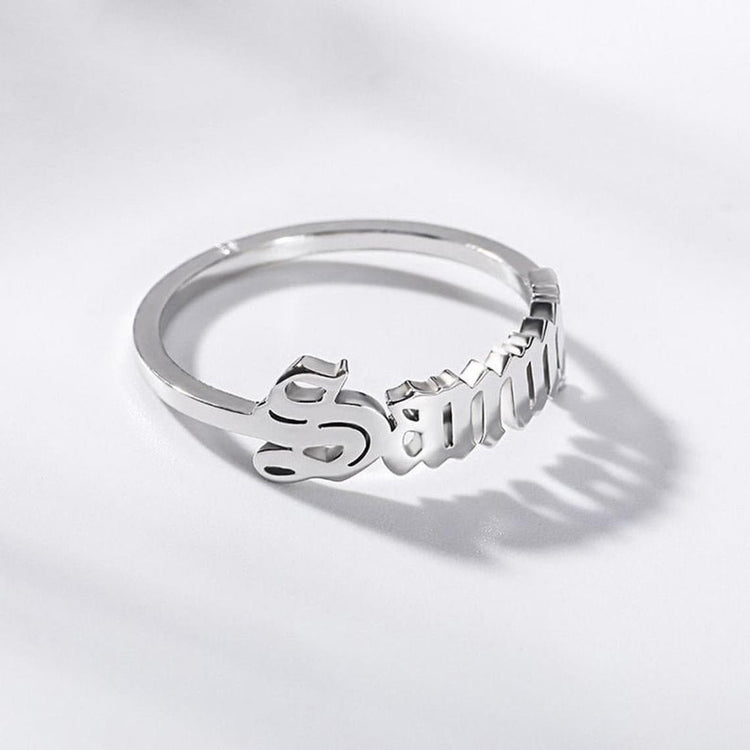 925 Sterling Silver Name Ring In Old English Font