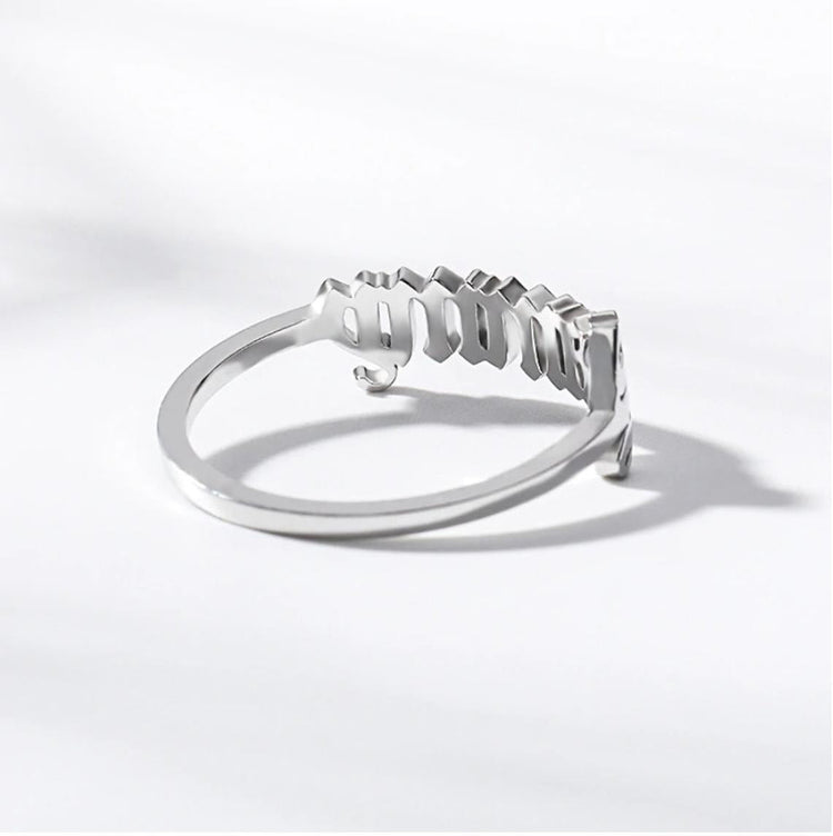 925 Sterling Silver Name Ring In Old English Font