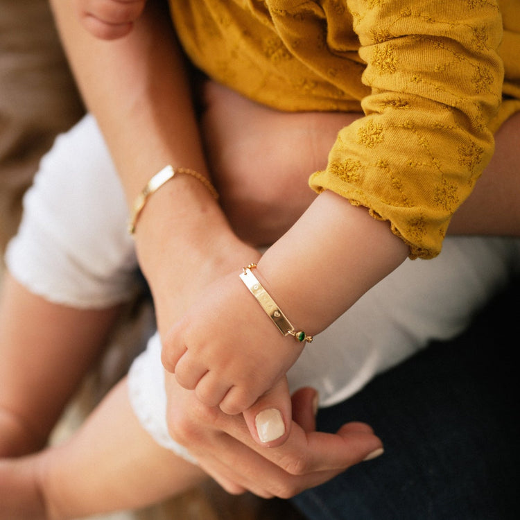 925 Sterling Silver Personalized Baby Bar Bracelet With Birthstone