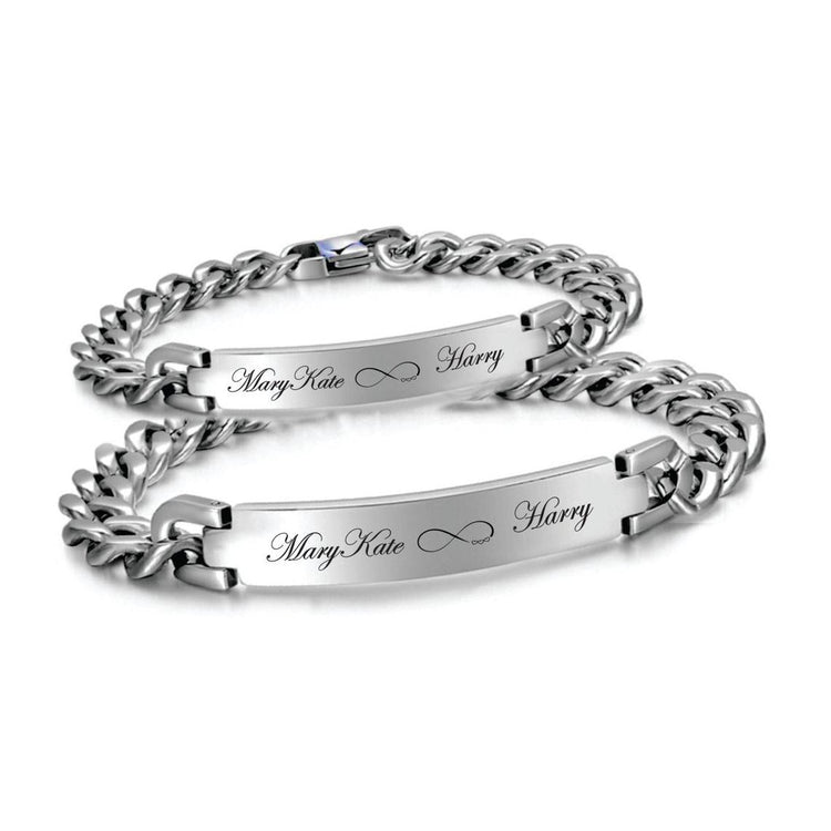 925 Sterling Silver Personalized Bar Bracelets, Couple Bracelets