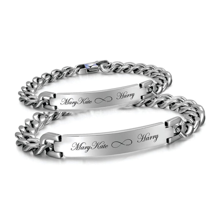 925 Sterling Silver Personalized Bar Bracelets, Couple Bracelets