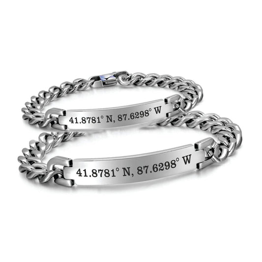 925 Sterling Silver Personalized Bar Bracelets, Couple Bracelets