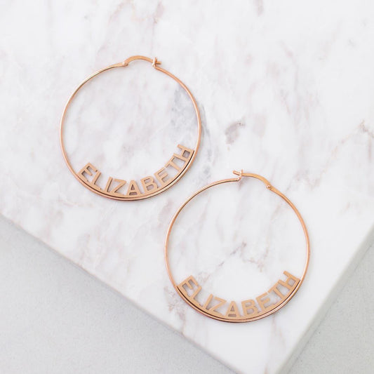 925  Sterling Silver Personalized Name Hoop Earrings