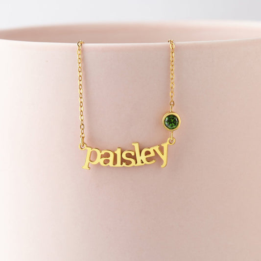 925 Sterling Silver Personalized Name Necklace With Birthstone