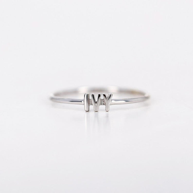 925 Sterling Silver Personalized Tiny Name Ring Nameplate Ring