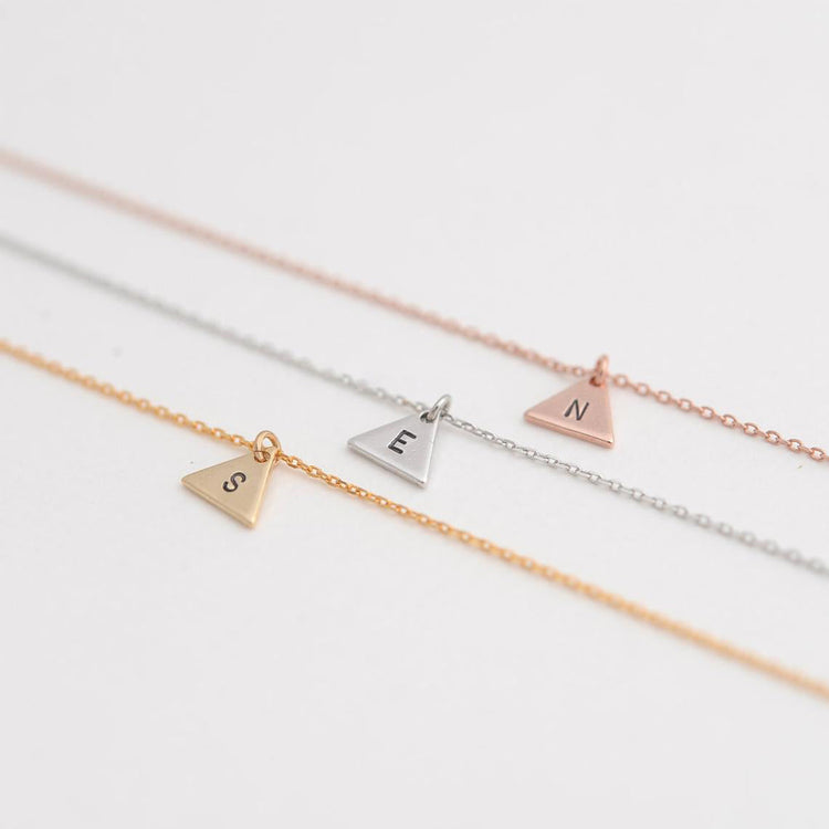 925 Sterling Silver Personalized Triangle Initial Bracelet