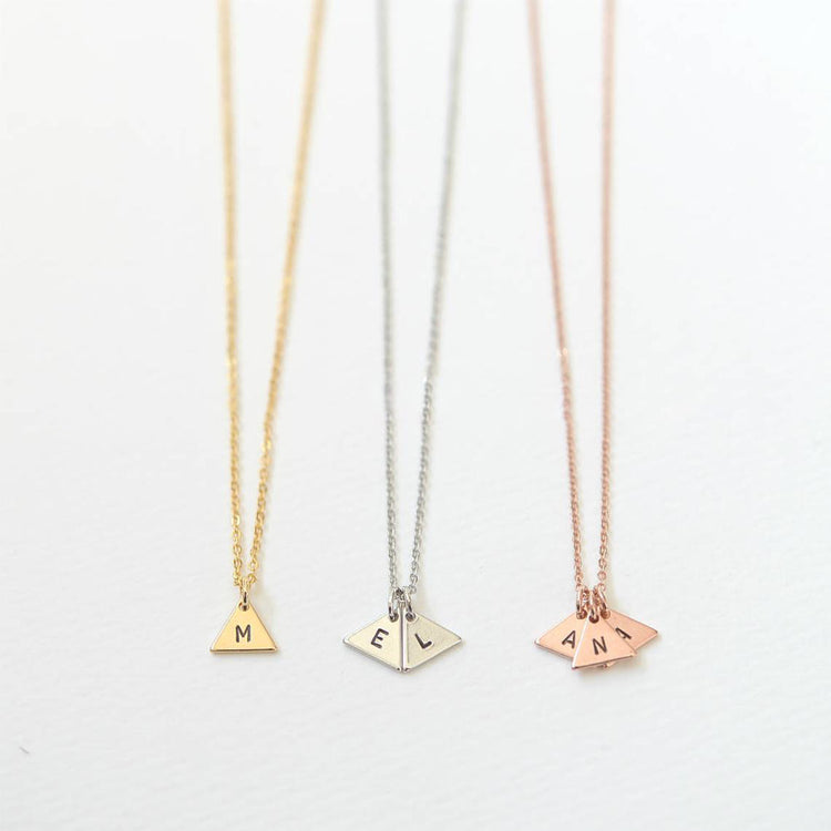 925 Sterling Silver Personalized Triangle Initial Necklace