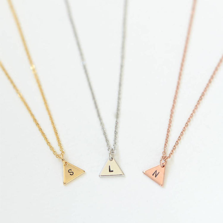 925 Sterling Silver Personalized Triangle Initial Necklace