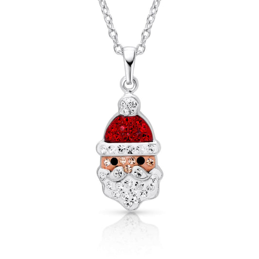 925 Sterling Silver Santa Claus Christmas Holiday Necklace