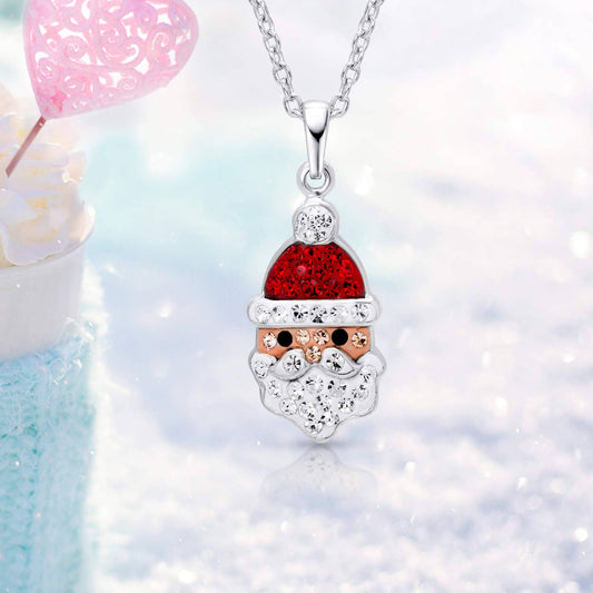 925 Sterling Silver Santa Claus Christmas Holiday Necklace