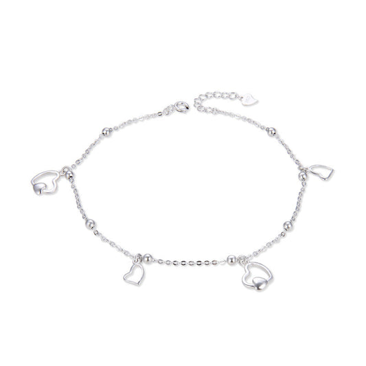 925 Sterling Silver Simple Heart Anklet