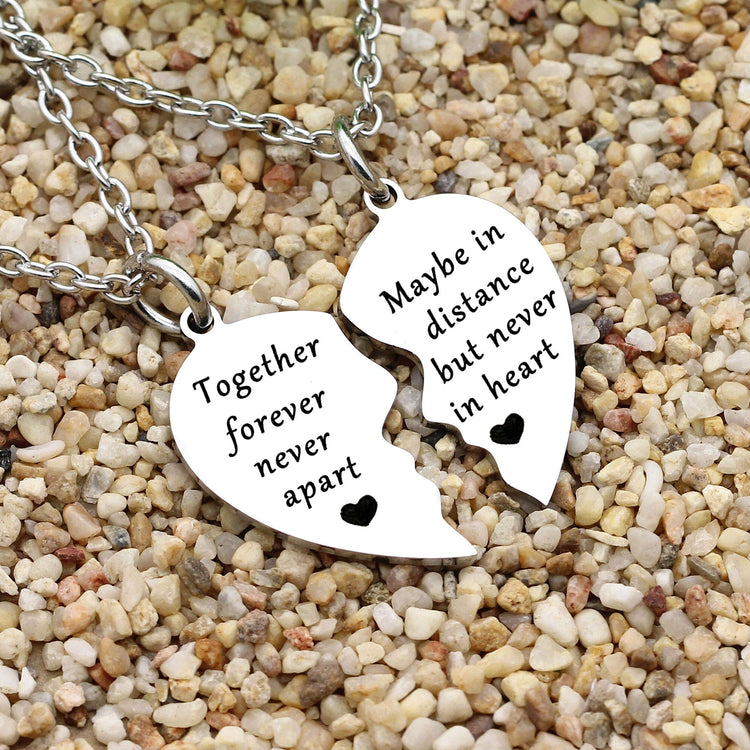 925 Sterling Silver Together Forever Never Apart Maybe in Distance but Never in Heart Heart Necklace