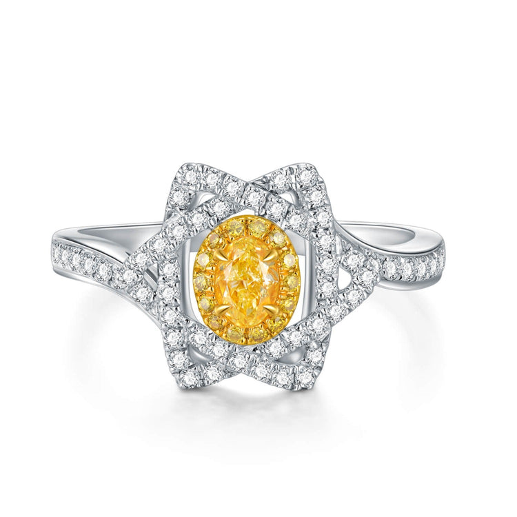 AU750 Hexagram Combination Yellow Diamond Ring