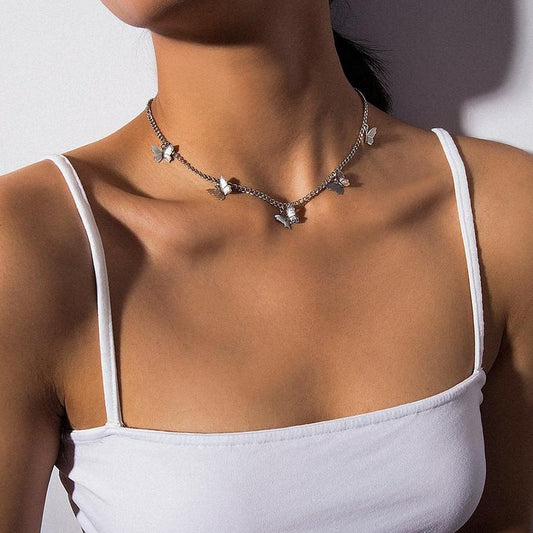 925 Sterling Silver Butterfly Chocker For Women - onlyone