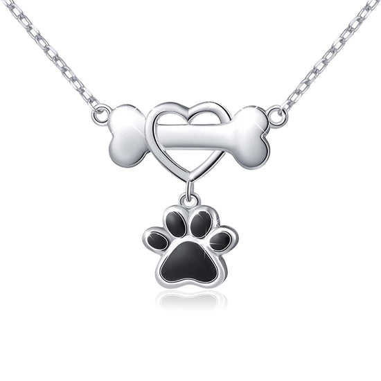 925 Sterling Silver Cute Paw Print Pendant Necklace - onlyone